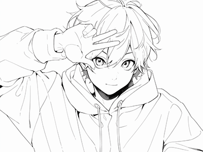 cute boy in a hoodie anime coloring page