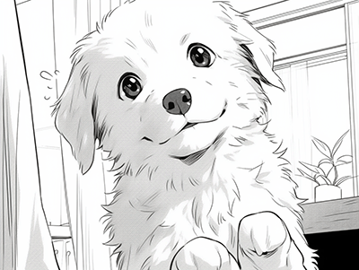 cute dog anime coloring page