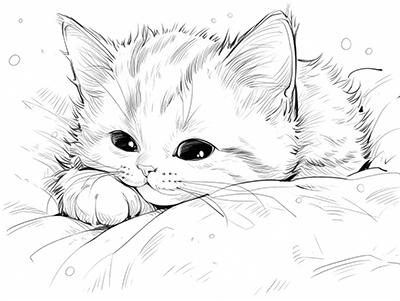 cute cat anime coloring page